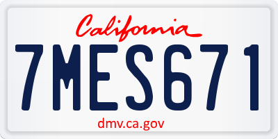 CA license plate 7MES671