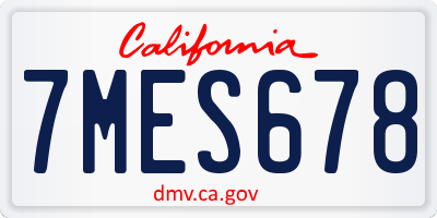 CA license plate 7MES678
