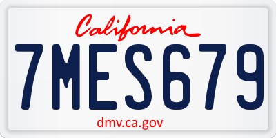 CA license plate 7MES679