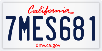 CA license plate 7MES681