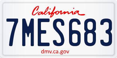 CA license plate 7MES683