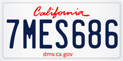 CA license plate 7MES686