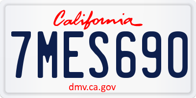 CA license plate 7MES690