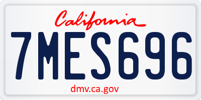 CA license plate 7MES696
