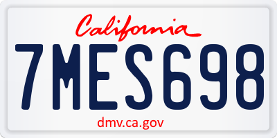 CA license plate 7MES698
