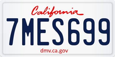 CA license plate 7MES699