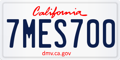 CA license plate 7MES700