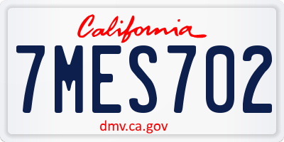 CA license plate 7MES702