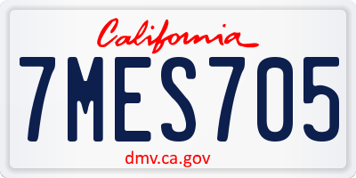 CA license plate 7MES705