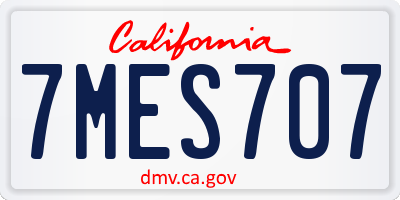 CA license plate 7MES707