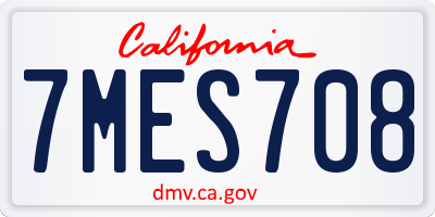 CA license plate 7MES708