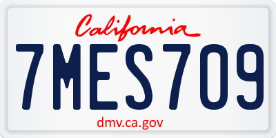 CA license plate 7MES709