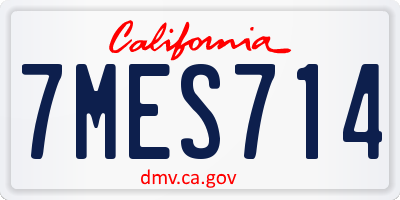 CA license plate 7MES714