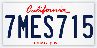 CA license plate 7MES715