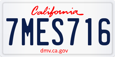 CA license plate 7MES716
