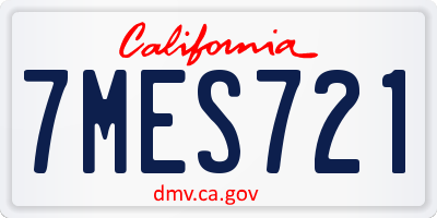 CA license plate 7MES721