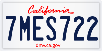 CA license plate 7MES722