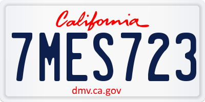 CA license plate 7MES723