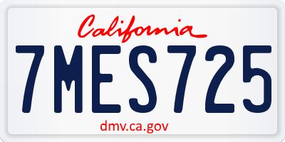 CA license plate 7MES725
