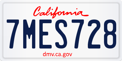 CA license plate 7MES728