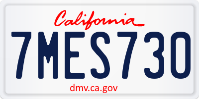 CA license plate 7MES730
