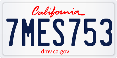 CA license plate 7MES753