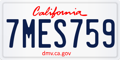 CA license plate 7MES759