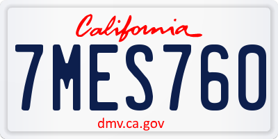 CA license plate 7MES760