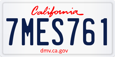 CA license plate 7MES761