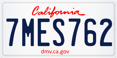 CA license plate 7MES762