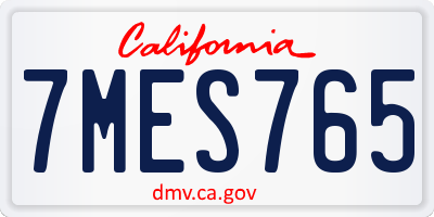 CA license plate 7MES765