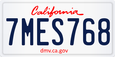 CA license plate 7MES768