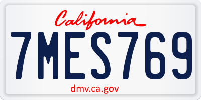 CA license plate 7MES769