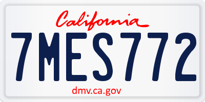 CA license plate 7MES772