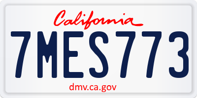 CA license plate 7MES773