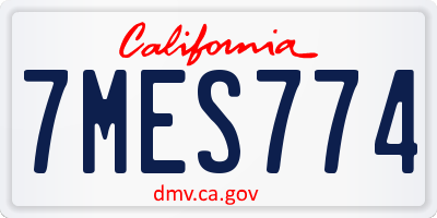 CA license plate 7MES774