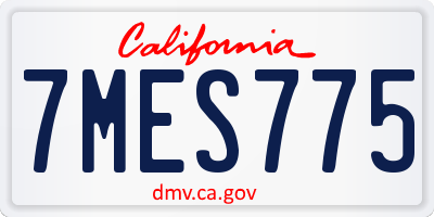 CA license plate 7MES775