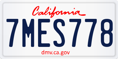 CA license plate 7MES778