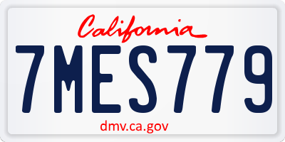 CA license plate 7MES779