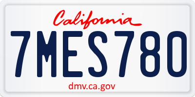 CA license plate 7MES780
