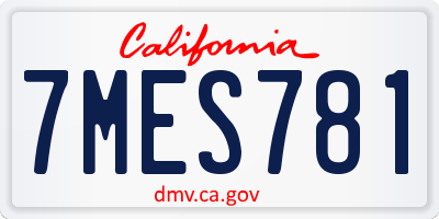 CA license plate 7MES781