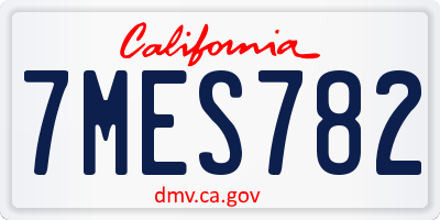 CA license plate 7MES782