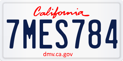 CA license plate 7MES784