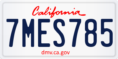 CA license plate 7MES785