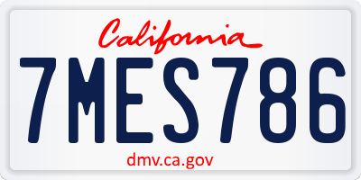 CA license plate 7MES786