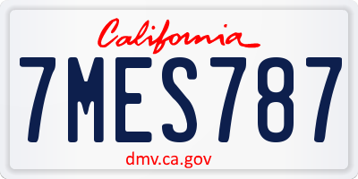 CA license plate 7MES787