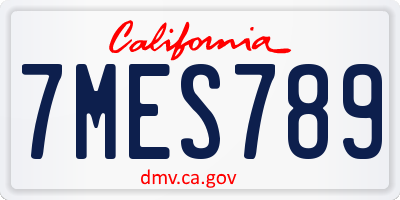 CA license plate 7MES789