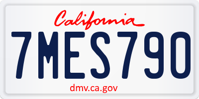 CA license plate 7MES790