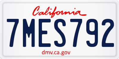 CA license plate 7MES792