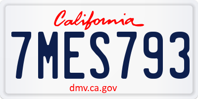 CA license plate 7MES793